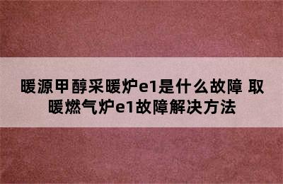 暖源甲醇采暖炉e1是什么故障 取暖燃气炉e1故障解决方法